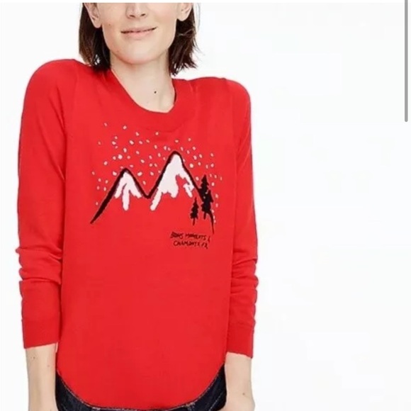 J. Crew Red Embroidered Mountain Ski Tippi Sweater S - Picture 1 of 6